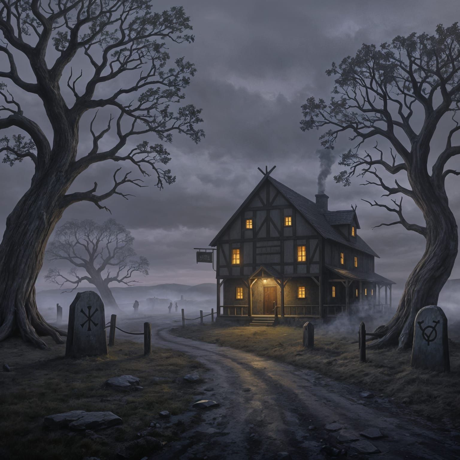 Gothic Inn in Twilight: A Beacon of Hope