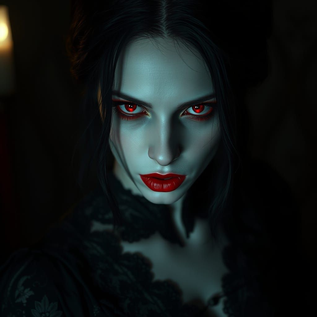 Gothic Vampire Goddess with Hypnotic Eyes