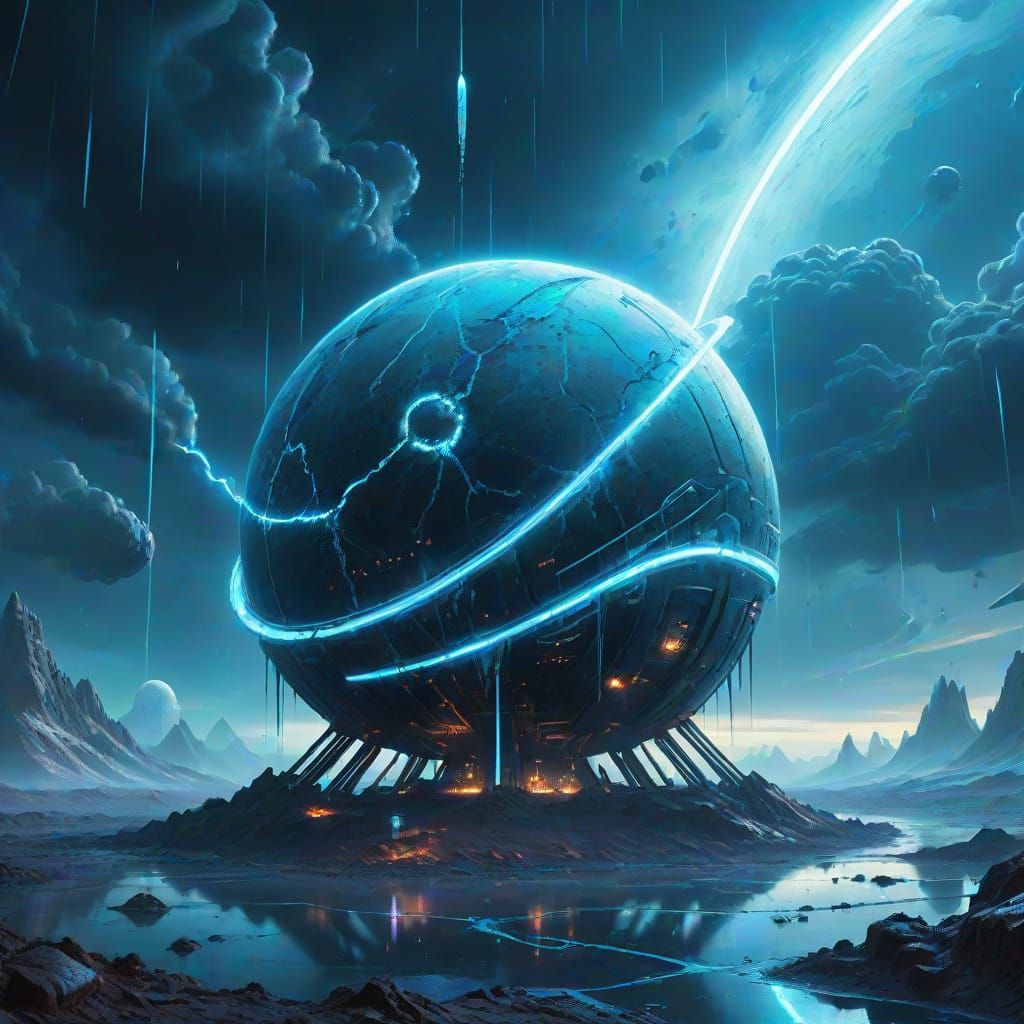 Icy Alien Planet Under Neutron Rain in Digital Art