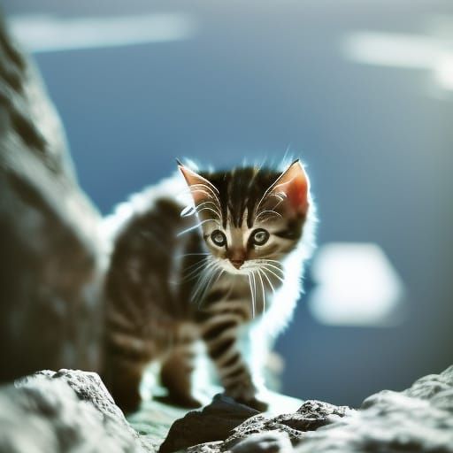 Dramatic Kitten Silhouette on Cliffside