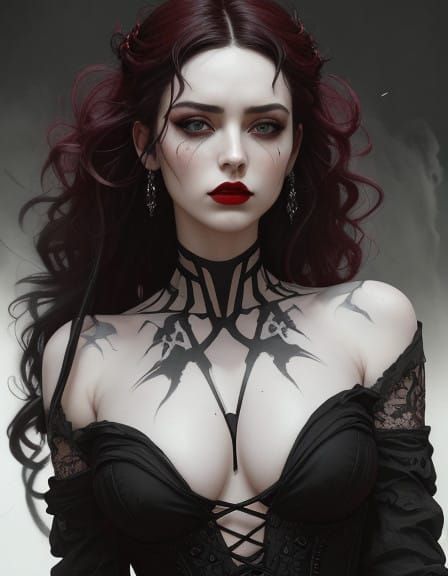 Gothic Goddess in Dramatic Makeup and Intricate Hair