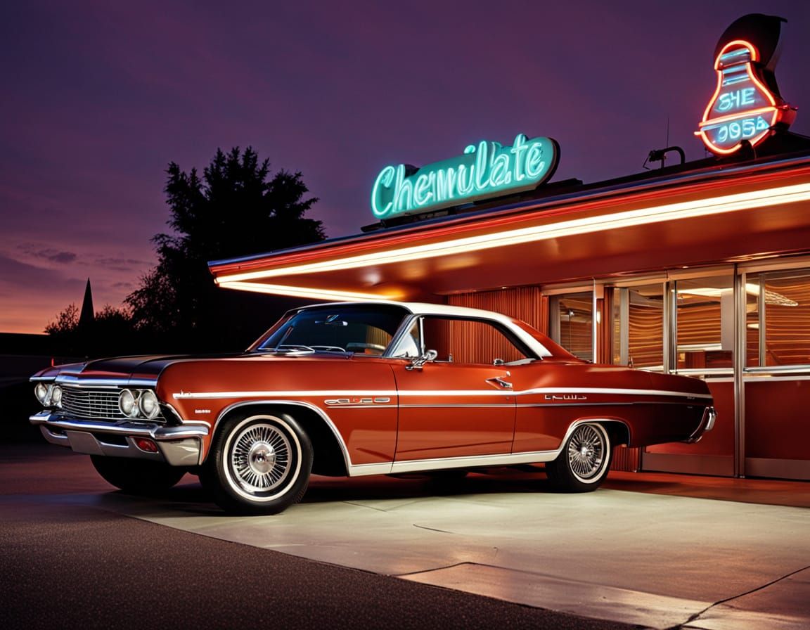 1965 Impala SS at Neon Diner in Retro-Futurism