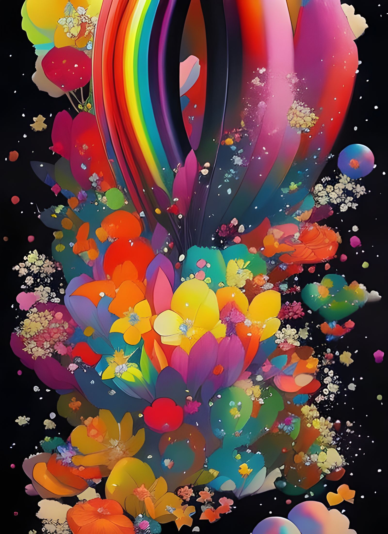 Fiery Rainbow over Candy Cloud in Maximalist Style