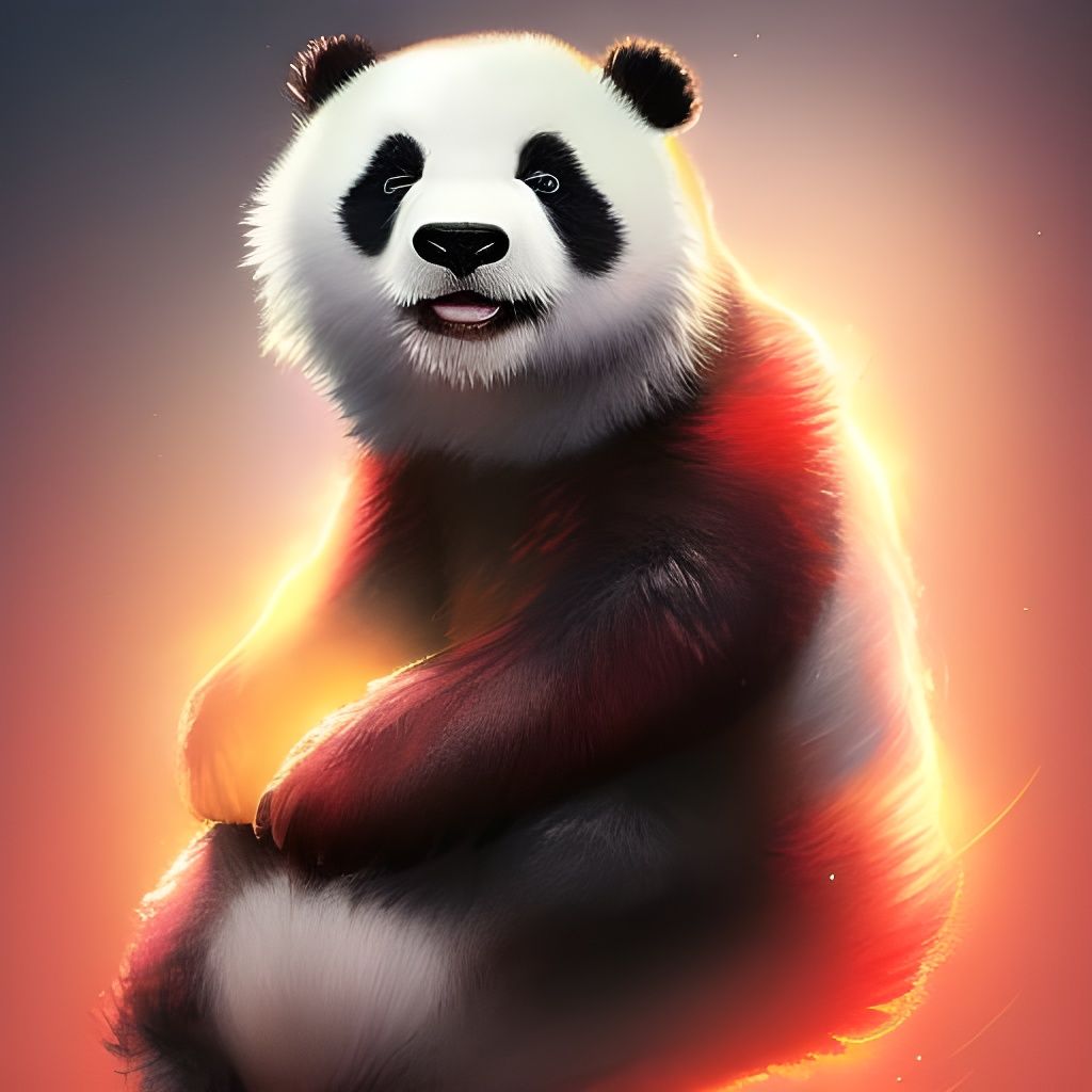 Adorable Chibi Panda Portrait with Dynamic Lighting