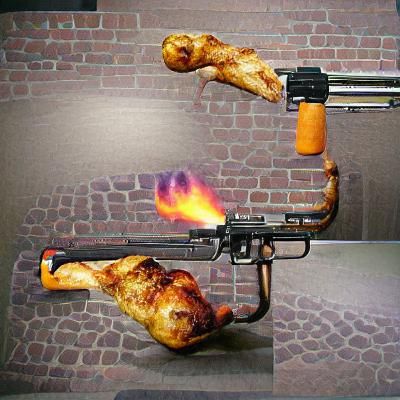 Surreal Roasted Chicken Gun Concept