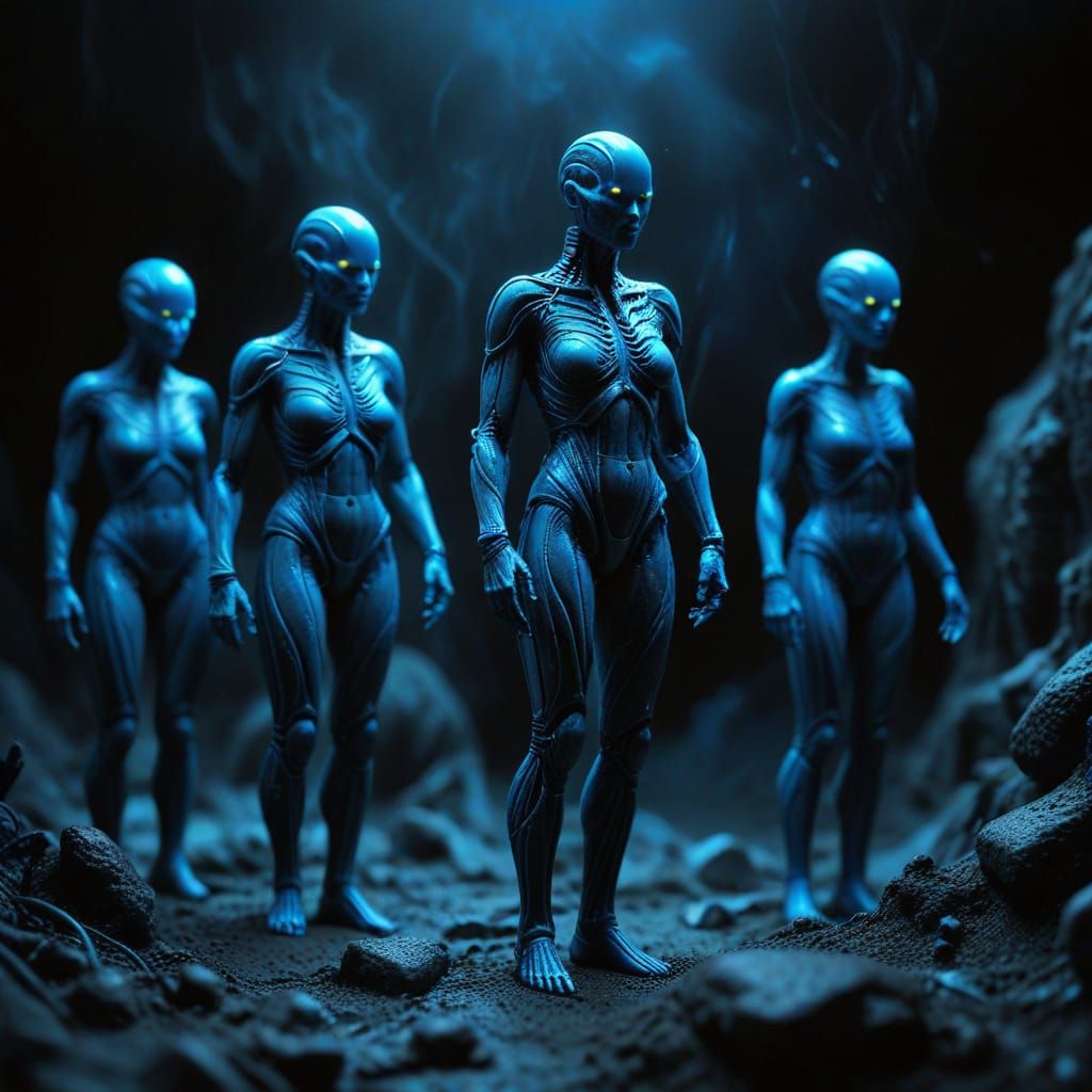 Neon Noir Miniature Figures in Clay Landscape