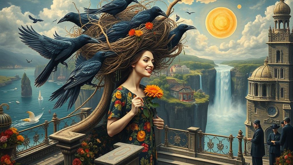 Psychedelic Floating City Inspired by Bosch and Haeckel