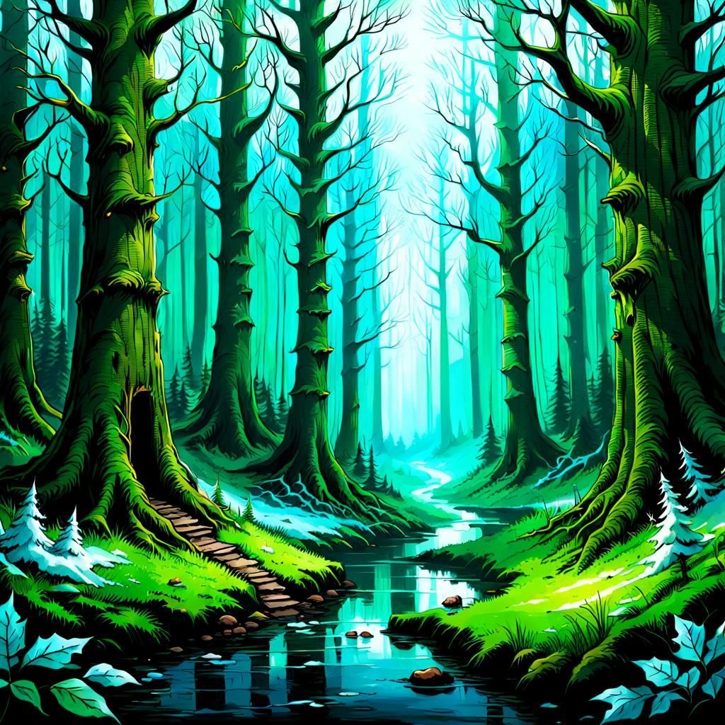 Forest Divided: Summer and Winter Fantasy Art