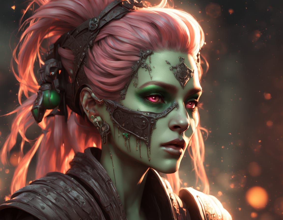 Mummified Witch Gwen in Dark Fantasy Anime Style