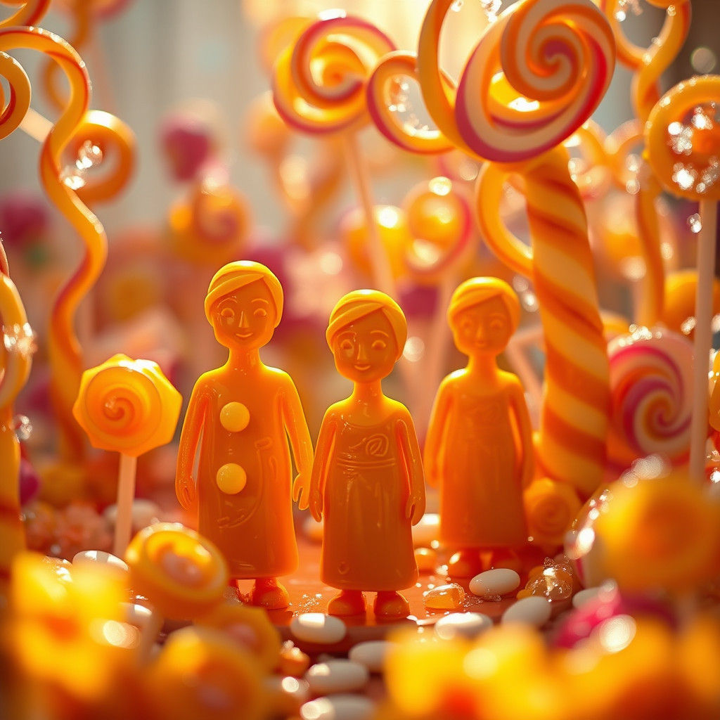 Caramel People in Whimsical Candy Kingdom