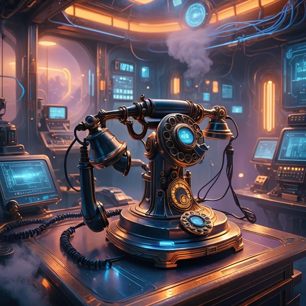 Futuristic Telephone with Holographic Screen