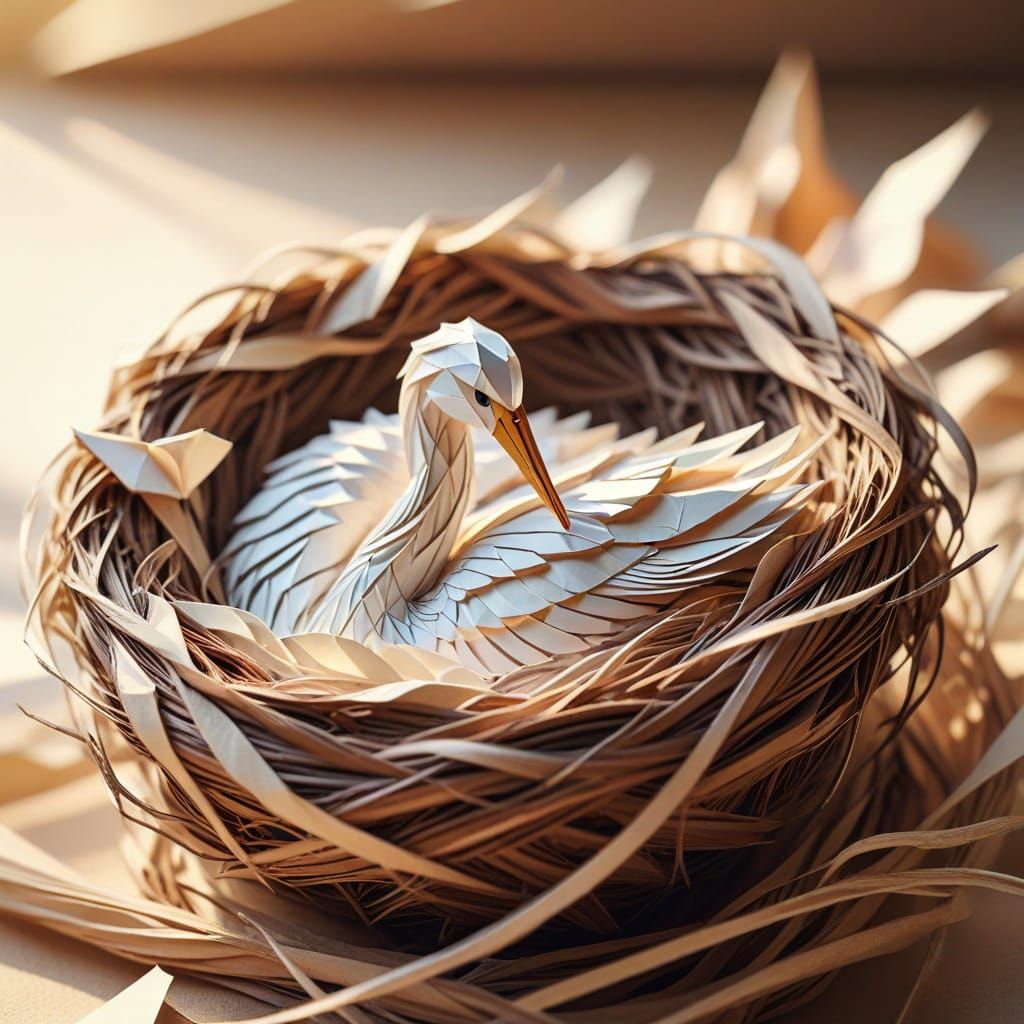 Origami Hairstyle: Braided Nest with Stork