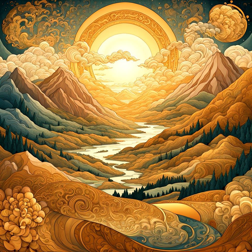 Sweeping Fantasy Realm with Intricate Fractal Patterns