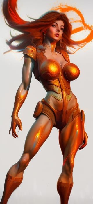 Redhead Bodybuilder Portrait in Anime Illustration Style