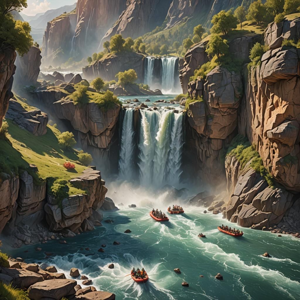 Surreal Desert Landscape with Melting Waterfalls