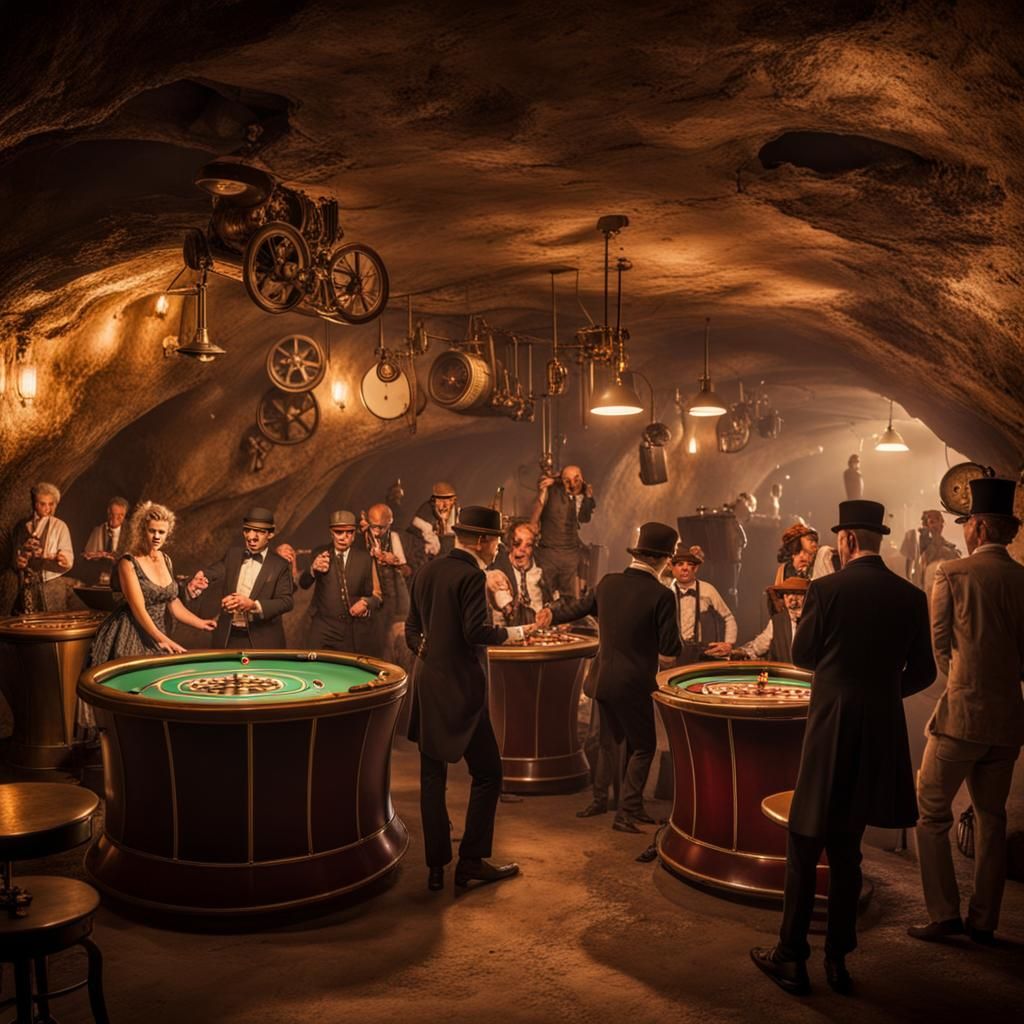 Underground Steampunk Casino with Retro Style