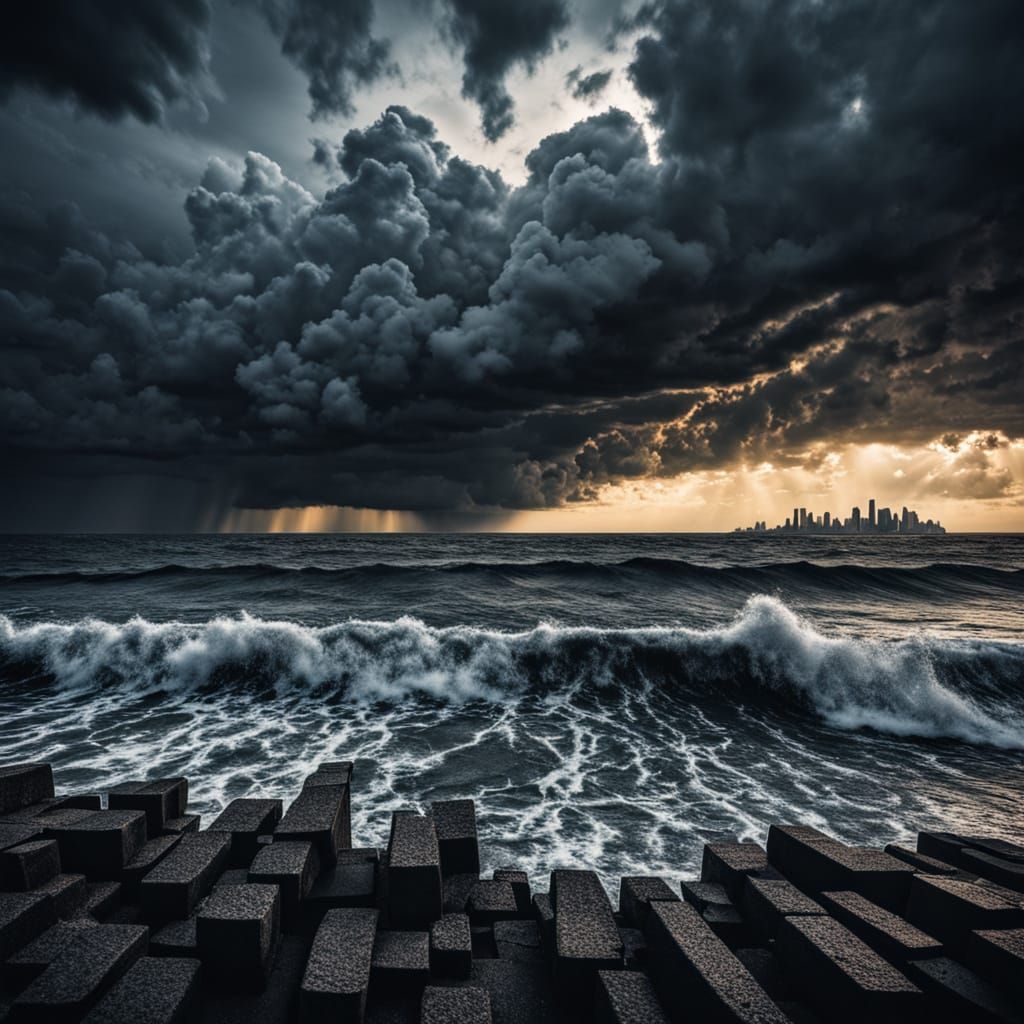 Stormy Dusk Unleashes a Towering Wave