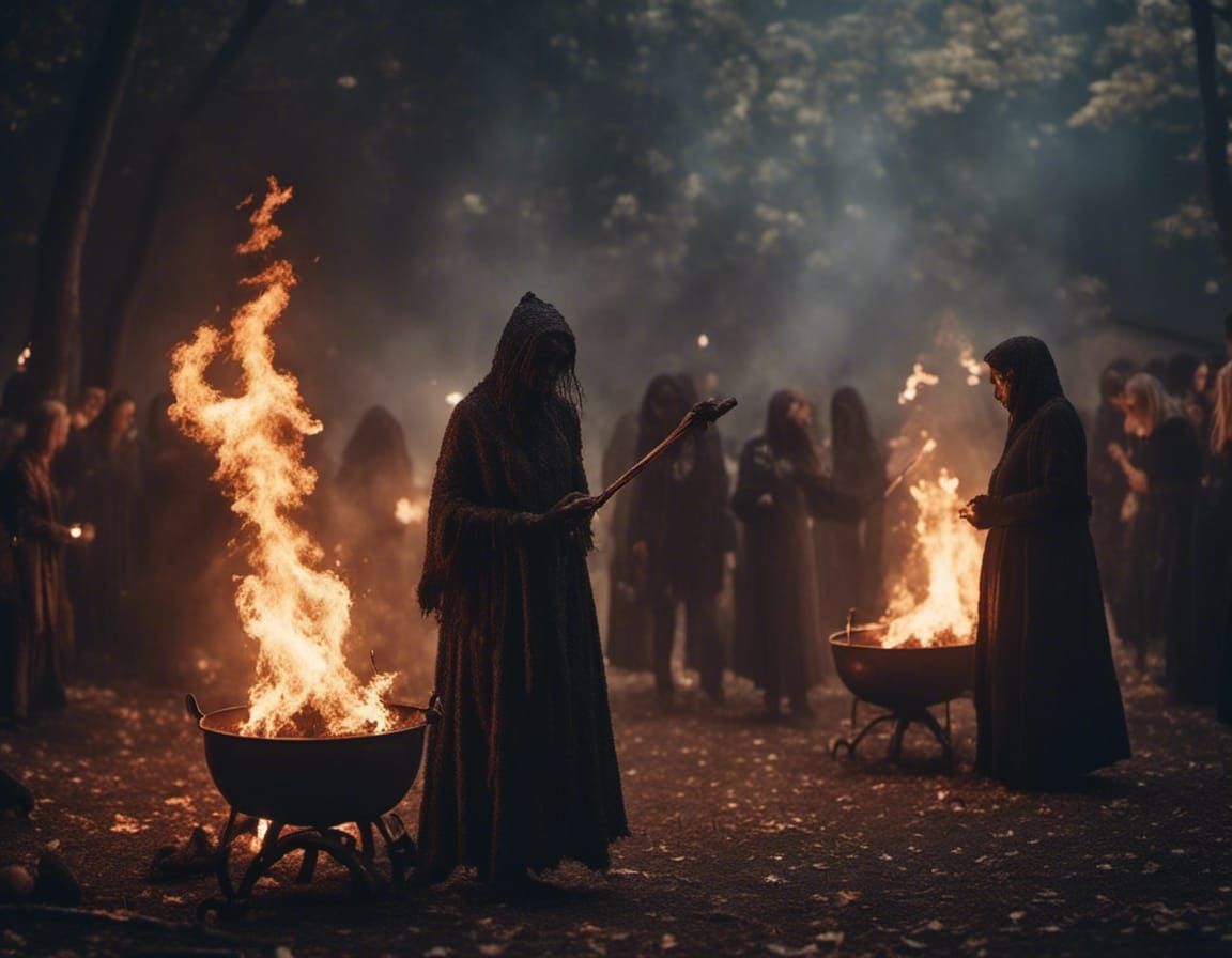 Macabre Witches Hovel with Angry Townsfolk