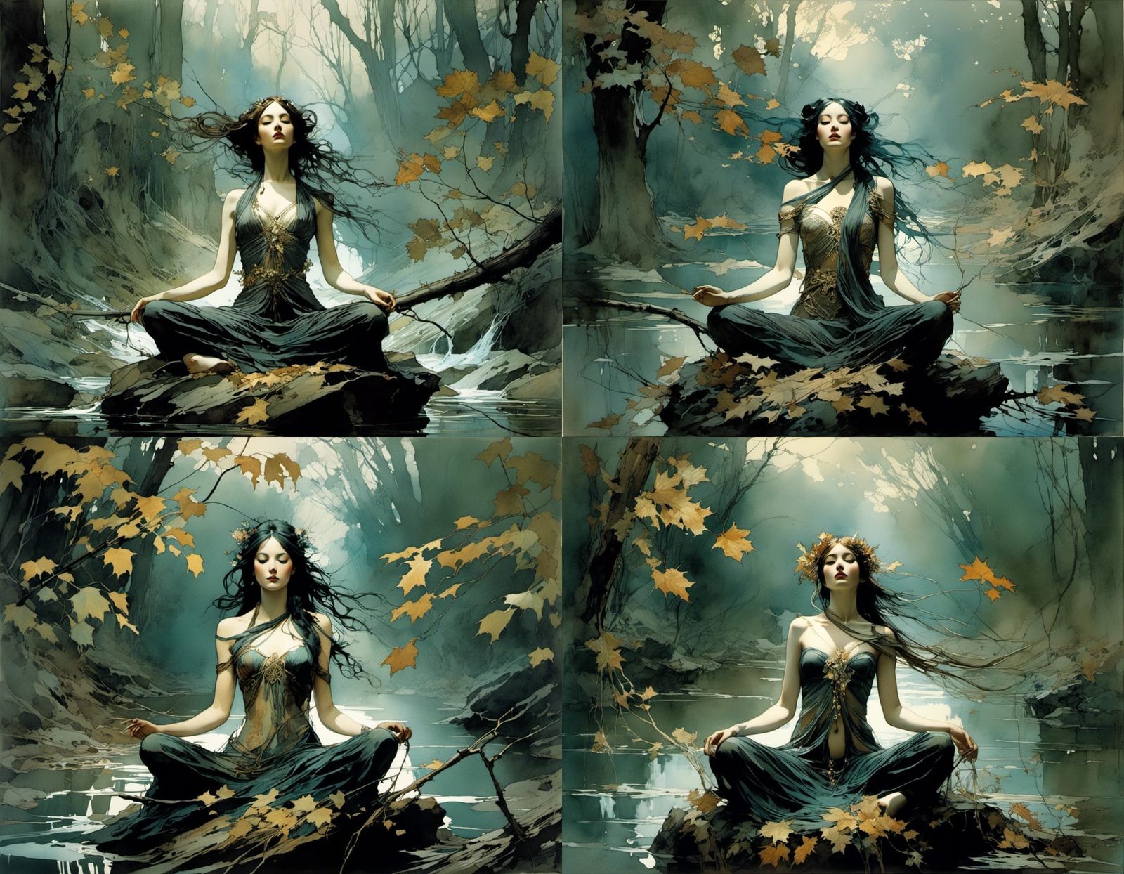 Watercolor Nymph Bathed in Morning Light