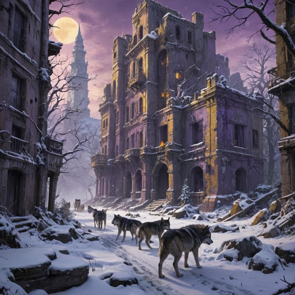 Wolves Reign Supreme in Barren Snow-Covered Metropolis