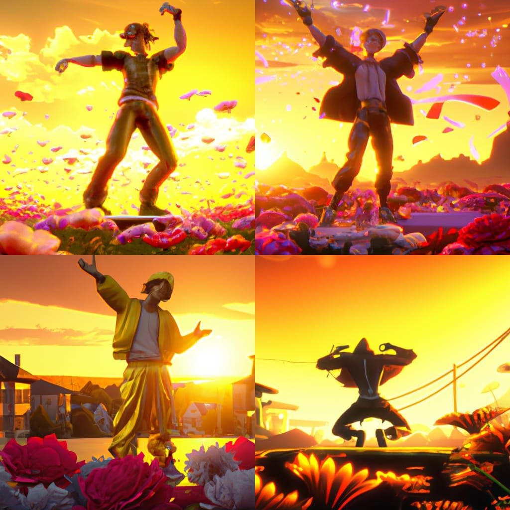 Rapper on Stage with Neon Sunset, Hyperdetailed Art