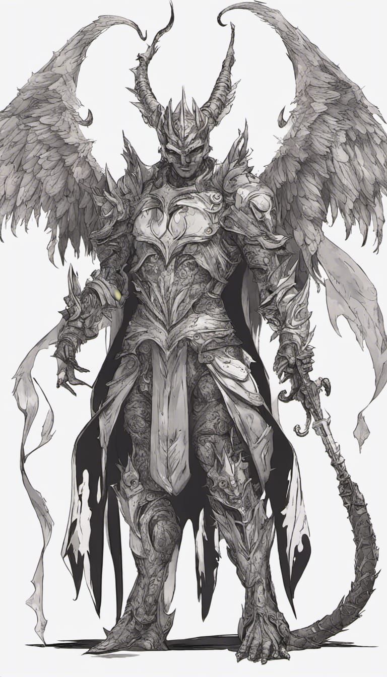 Armored Winged Devil Man with Magic