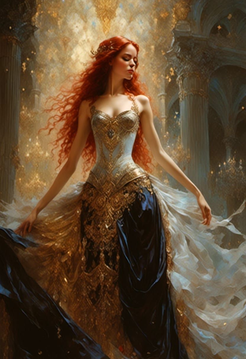 Fantasy Ballerina with Jeweled Corset in Dark Art