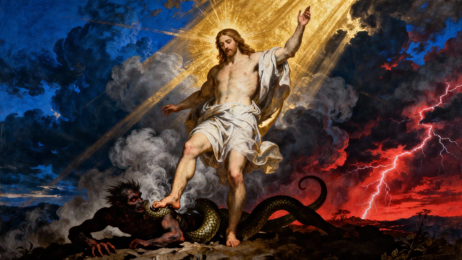 Jesus Triumphs Over Satan in Divine Light