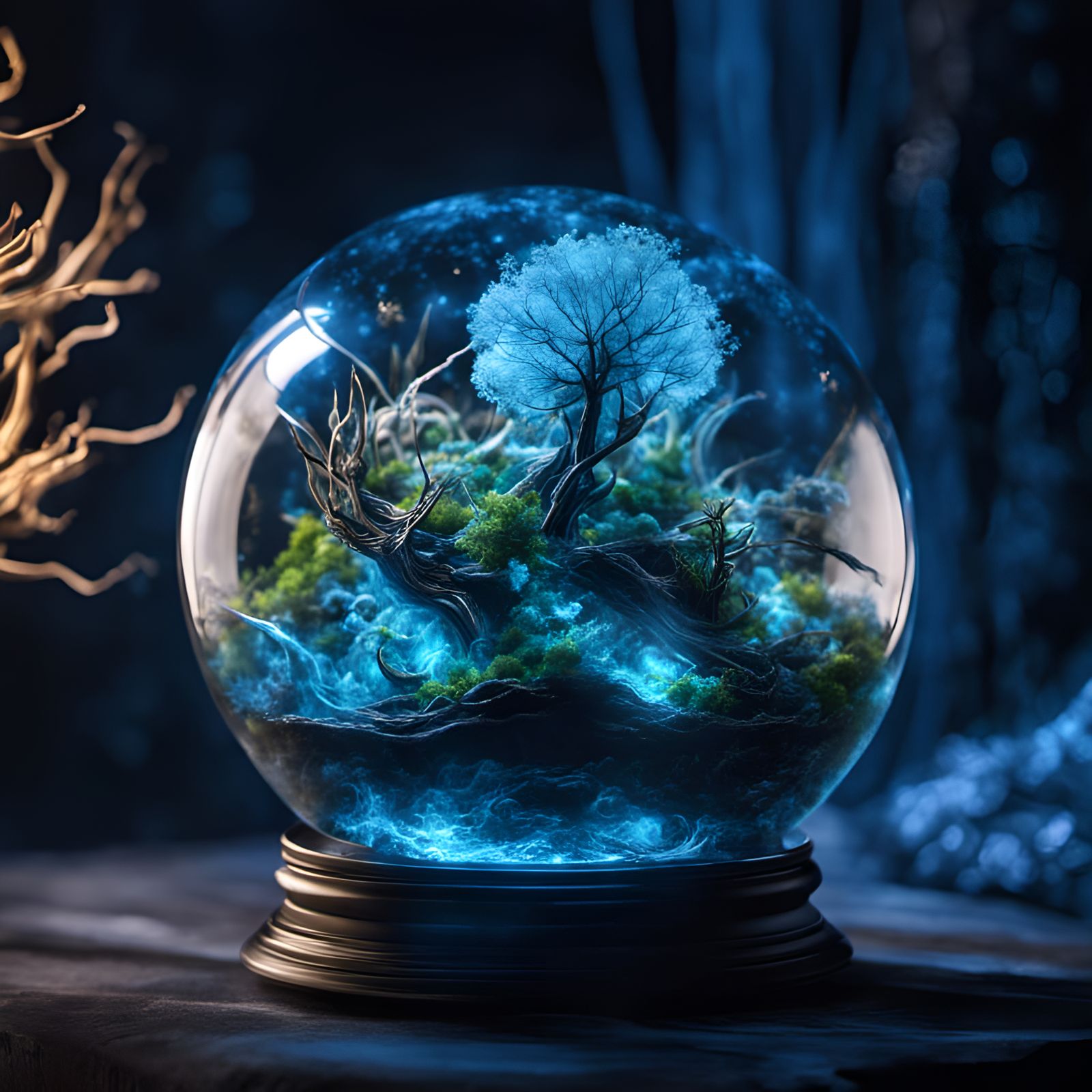 Bioluminescent Terrarium Radiates Cosmic Energy in Glass Sph...