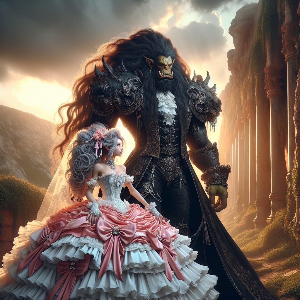 Orc King's Bride in Regal, Whimsical Wedding Attire