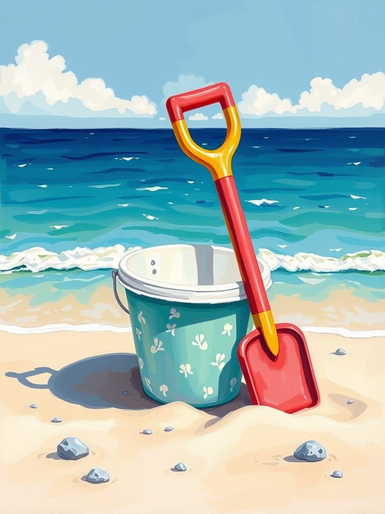 Beach + bucket and spade, poster art