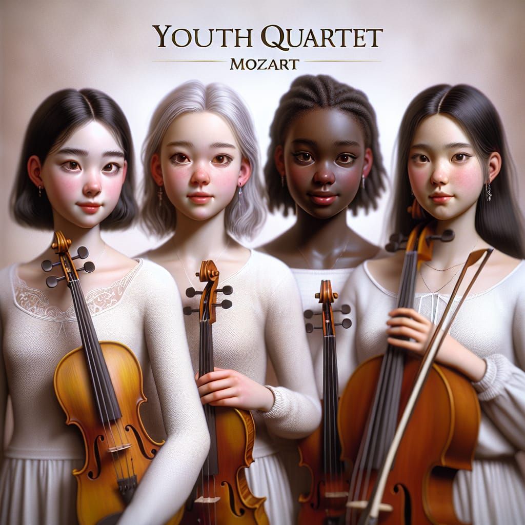 Album cover of young string players new Mozart album
