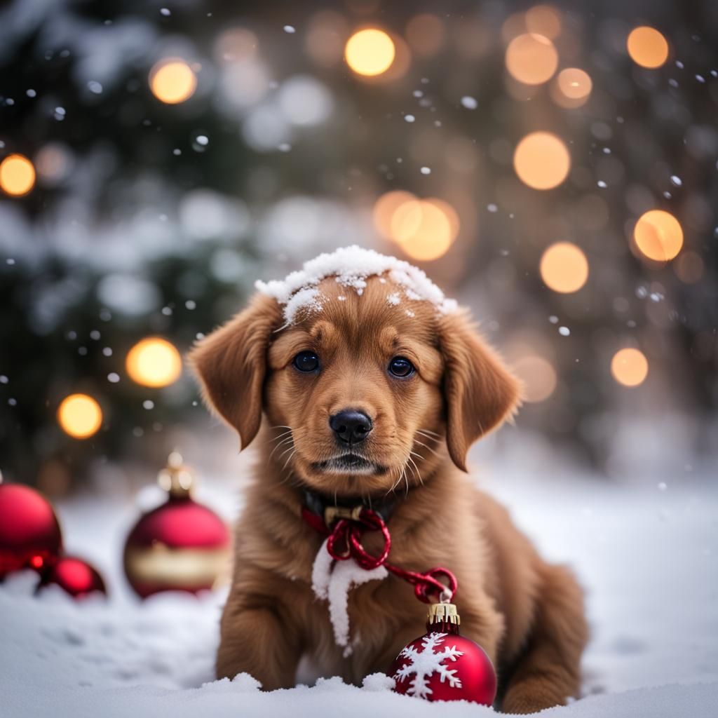 Indian Puppy's Snowy Christmas Playtime
