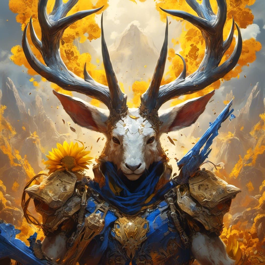 Demonic Crystal War Jackalope with Horns