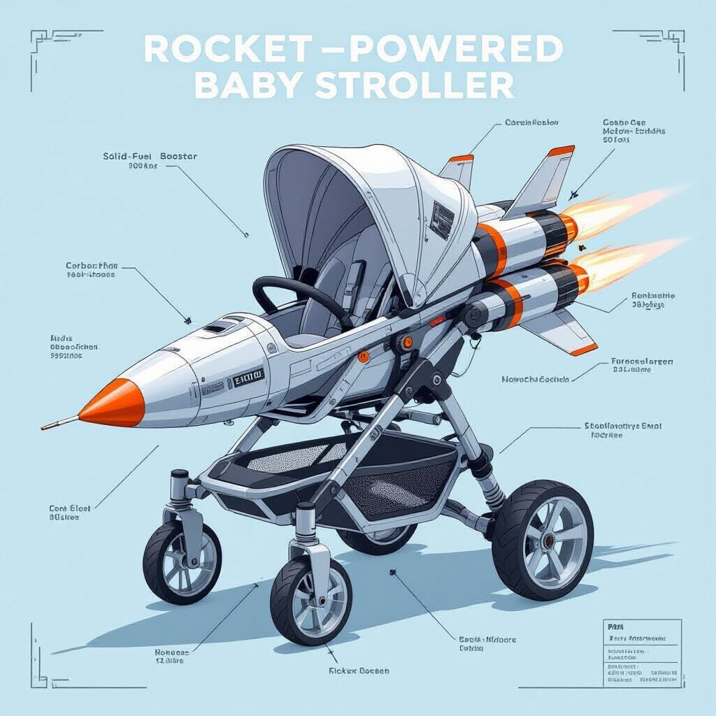Technical Diagram of Rocket-Powered Baby Stroller Prototype