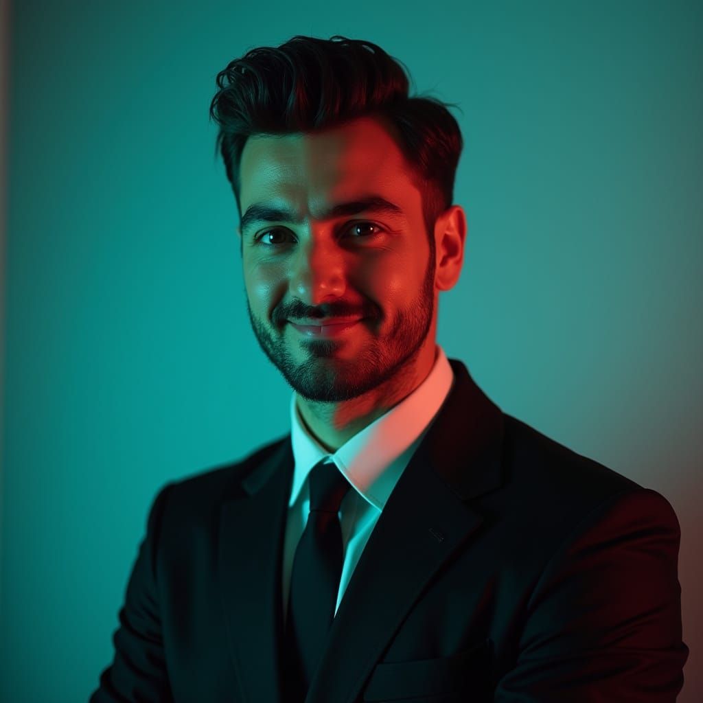 Confident Young Man Portrait in Cinematic Style