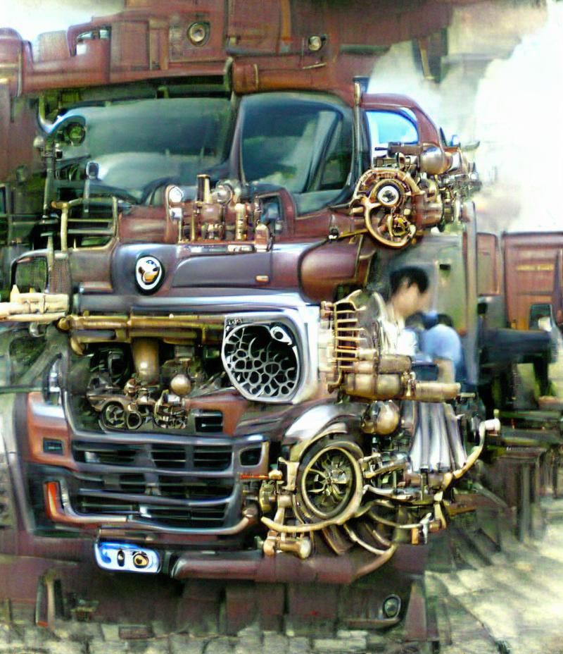 Steampunk Truck with Triple Engine