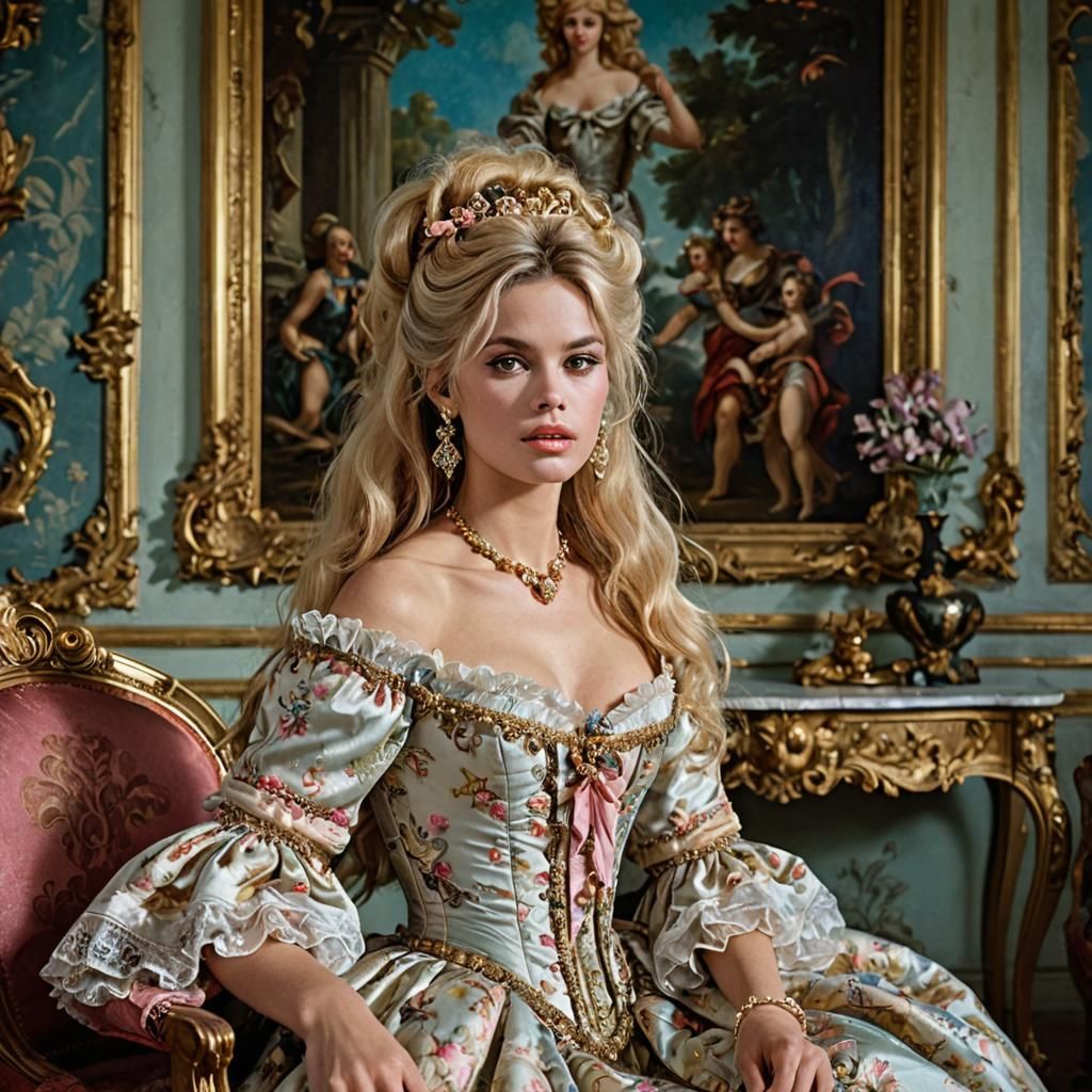 Brigitte Bardot in Rococo Setting, Boucher Style