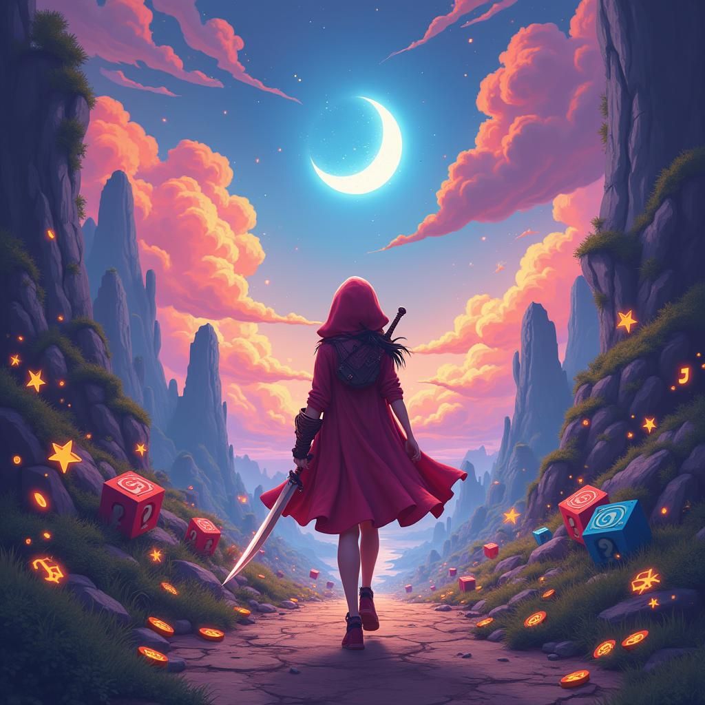 Girl's Journey Through Retro Game World