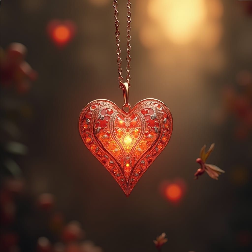 Heart Pendant in Futuristic Mystical Style