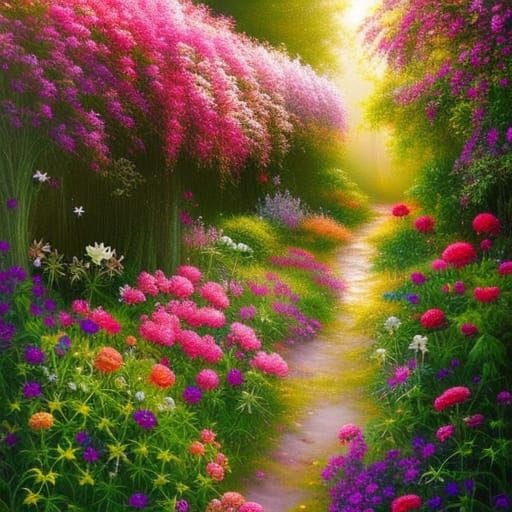 Lush Alstromeria Flowers in Fantasy Garden