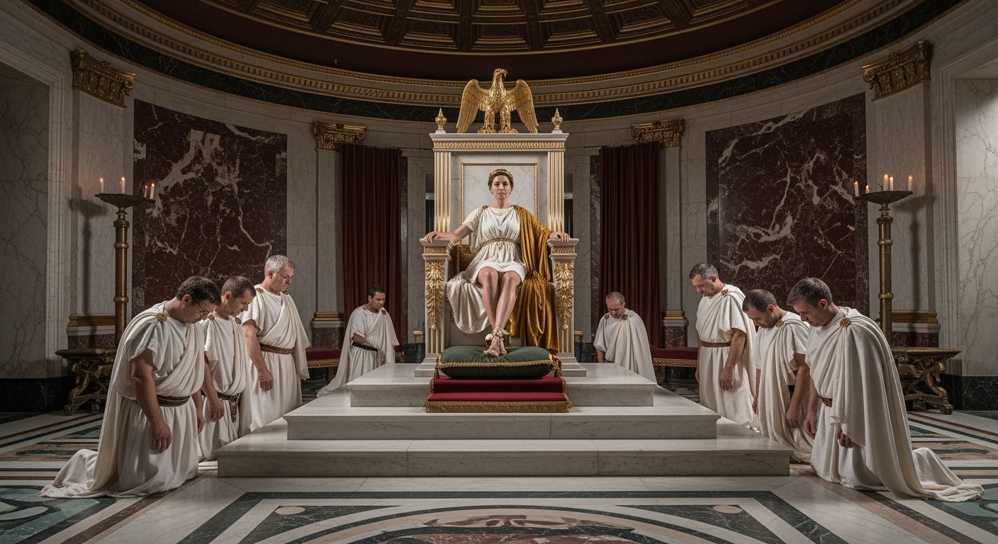 Empress Messalina on a Throne in Ancient Rome Palace