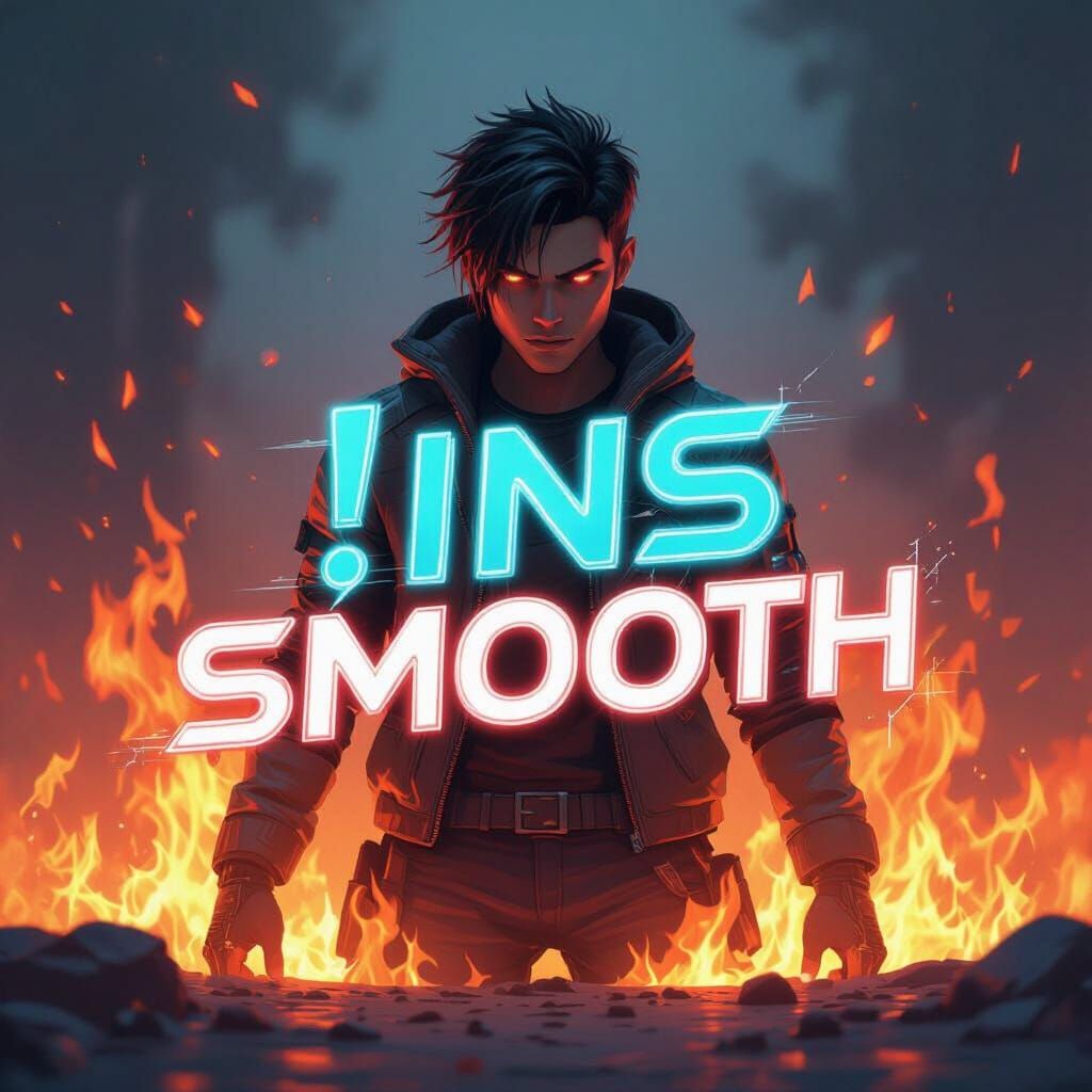 Fiery Gaming Character Logo in Futuristic Style