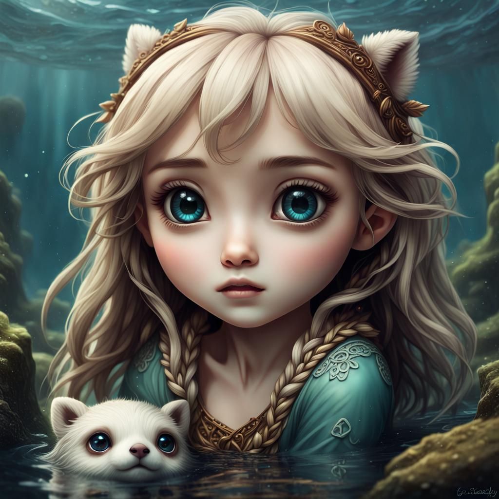 Adorable Chibi Selkie in Breathtaking Fantasy Art