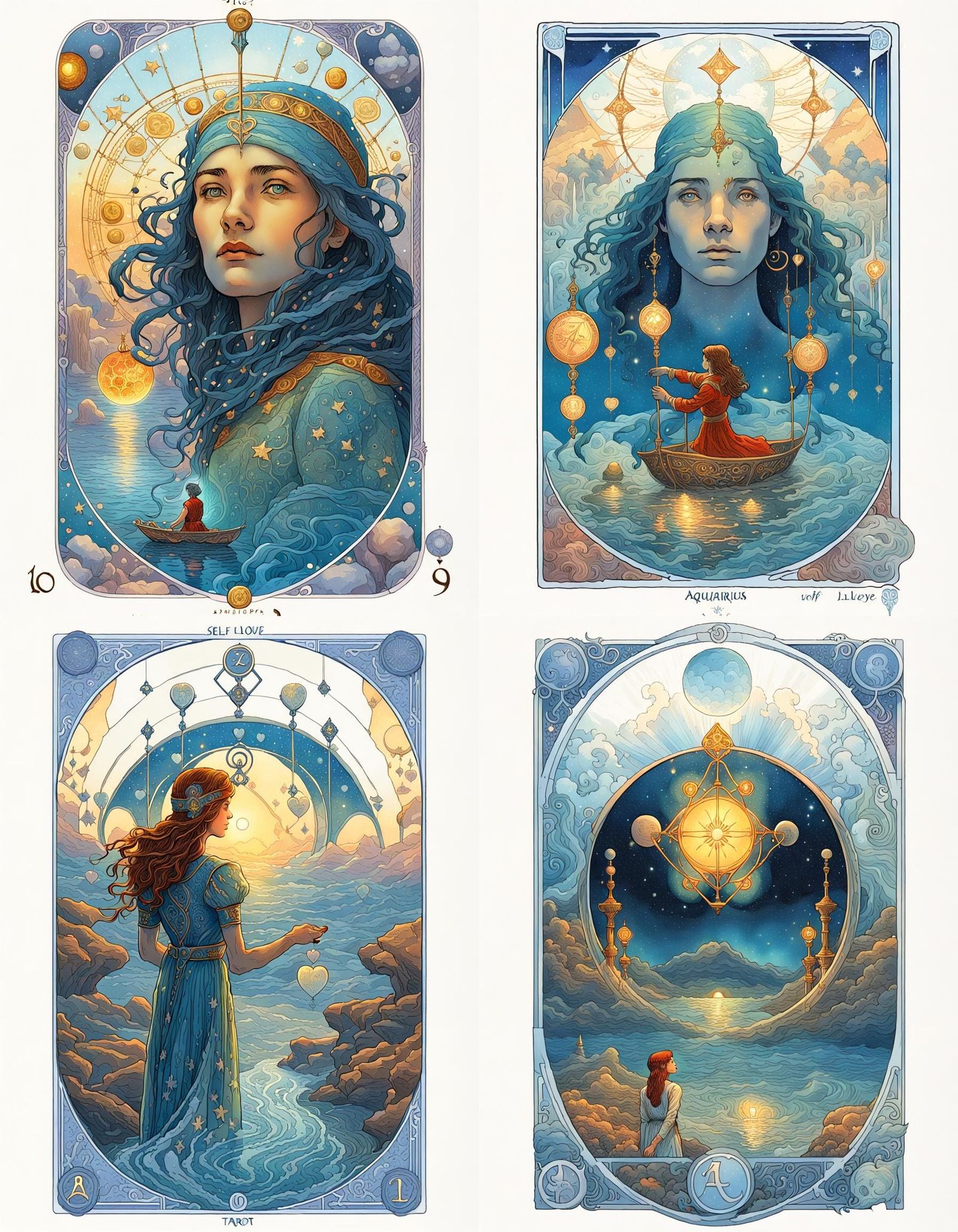 Tarot card representation of self-love, number symbol of Aquarius horoscope. details perfect composition, details Aldou...