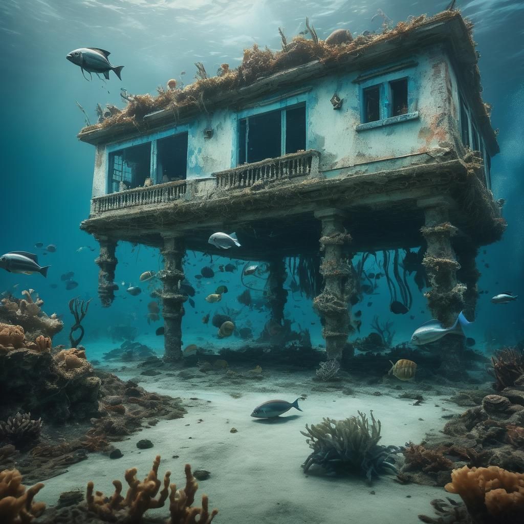 Fantasy Underwater Scene with Mutant Octopi