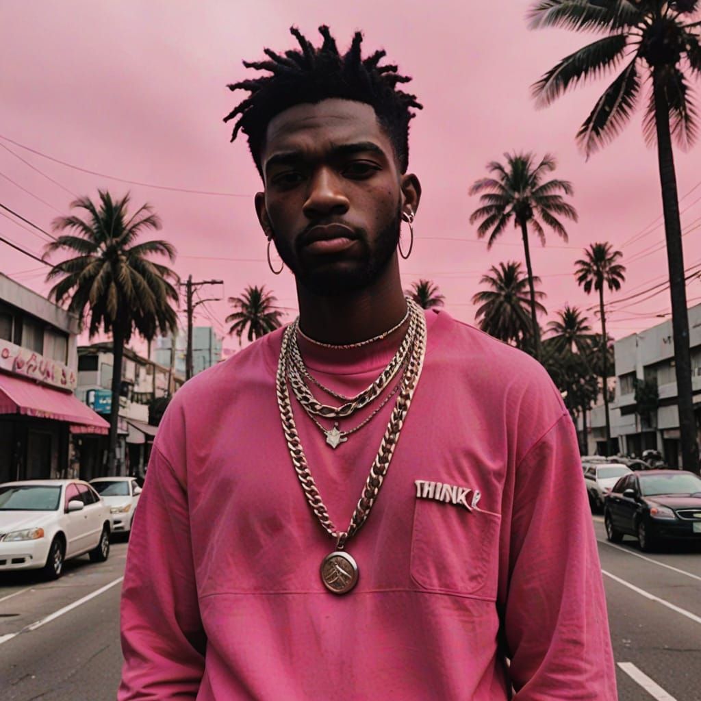 Hot Pink Figure with Smog and Necklace