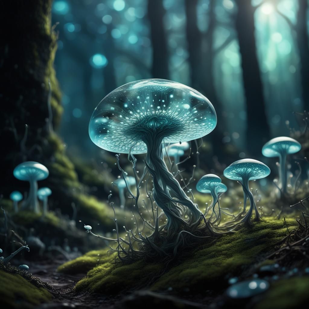 Ethereal Wind Spores Rise in Hyper-Realistic Fantasy