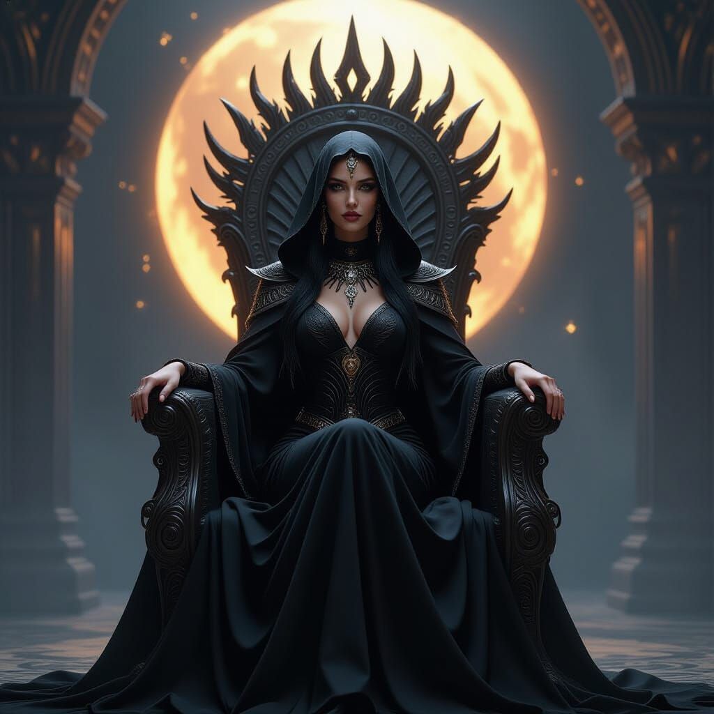 Hight Priestess of Black Sun on Her Magical Throne