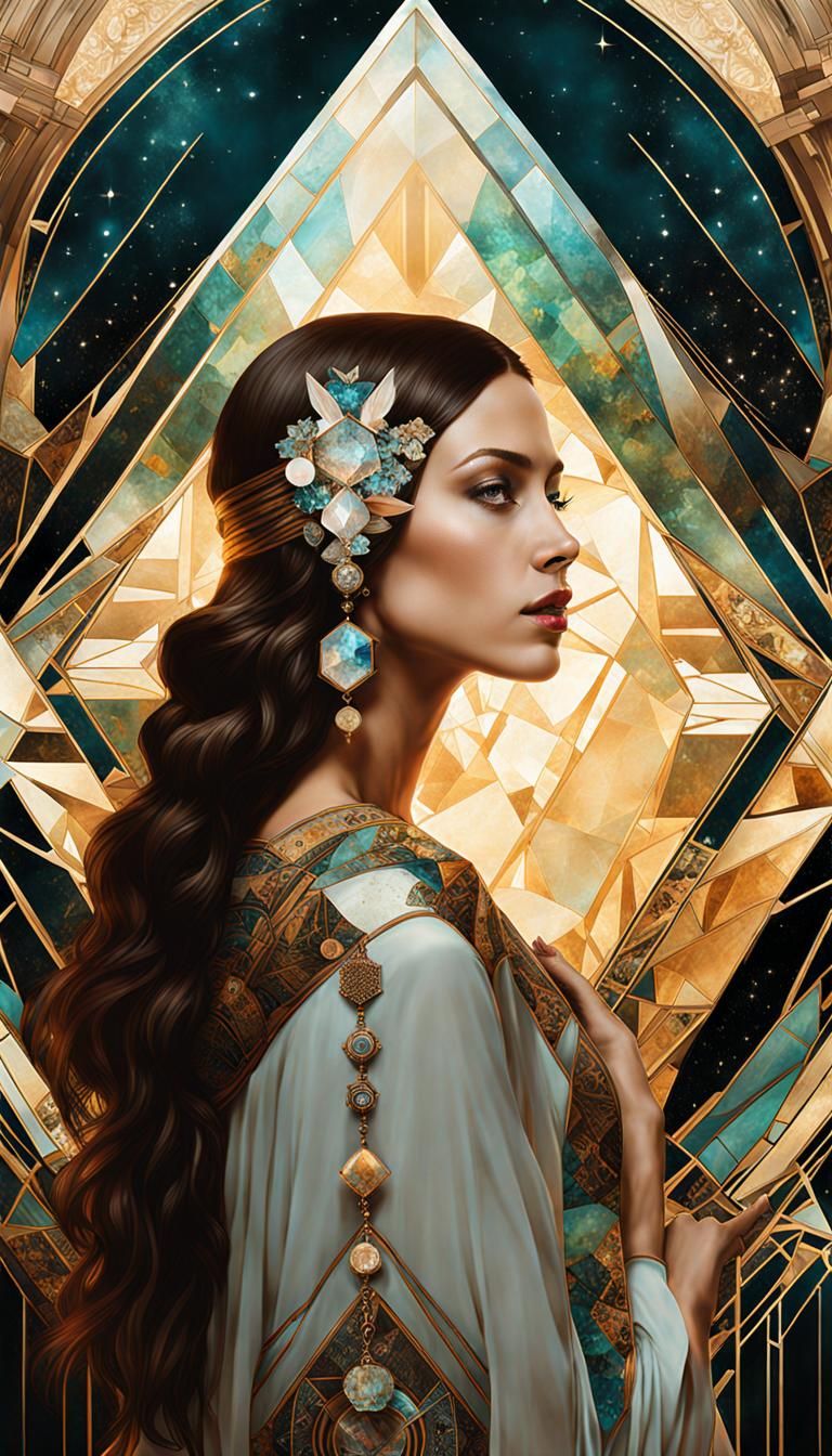 Bohemian Crystal Point in Art Deco Style